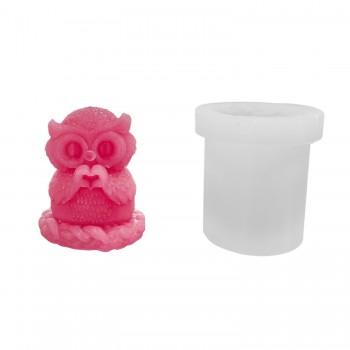 Silikon 3D Sevimli Kalp Yapan Baykuş Mum Kalıbı