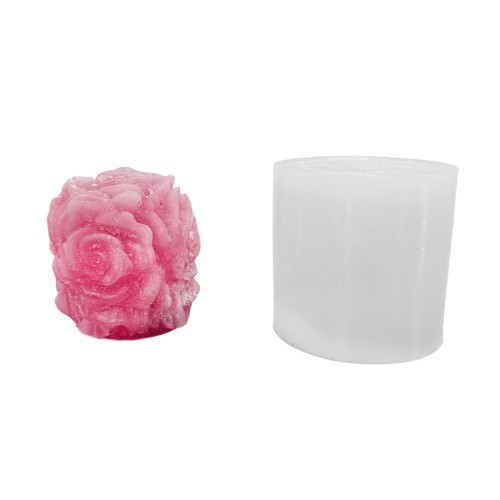 Silikon 3D Silindir Gül Buketi Mum Kalıbı