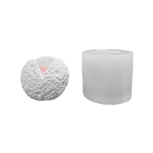 Silikon 3D Taş Dokulu Yarık Küre Taş Tozu Mumluk Kalıbı