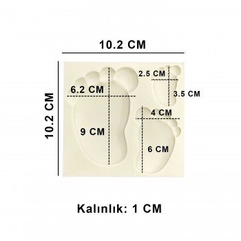 Silikon Bombeli Bebek Ayağı Şekilli Şeker Hamuru Kalıbı