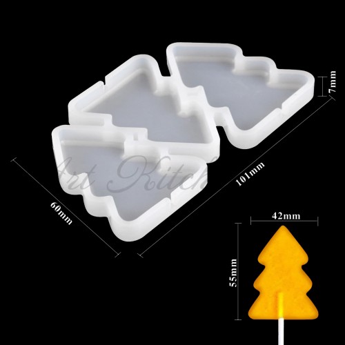 Silikon Kalıp Çam Ağacı Şeker Lolipop Kalıbı 3 Lü