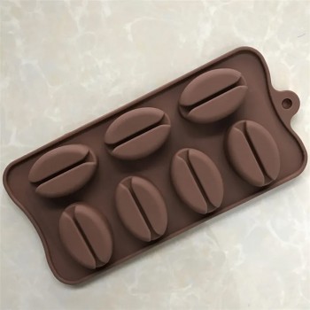 Silikon Kalıp Çikolata Ve Buz Büyük Kahve Çekirdeği Şeker Hamuru Kek Kalıbı 7 Li