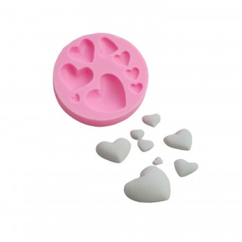 Silikon Kalıp Çoklu Bombeli Farklı Boylarda Kalp Mum Taş Tozu Kalıbı
