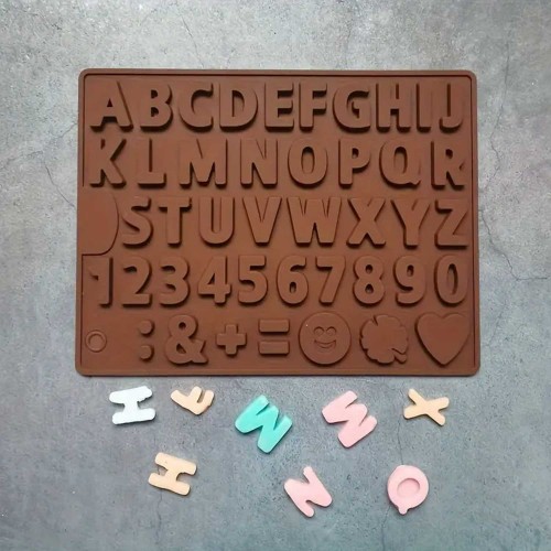 Silikon Kalıp Emojili Alfabe Harf ve Rakam Çikolata Kek Kalıbı