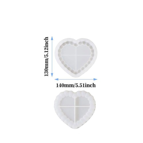 Silikon Kalıp Epoksi Taş Tozu Beton Kalp Mini Misketli Bubble Tepsi Kalıbı 13X14 CM