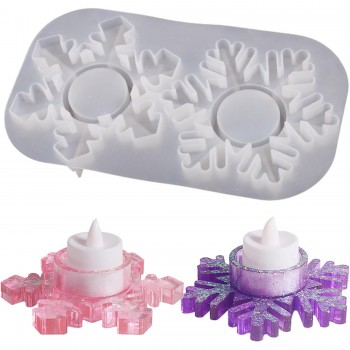 Epoksi Silikon Kalıp Taş Tozu Beton Kar Tanesi Şamdanlık Mum Tutucu Kalıbı 2 Li