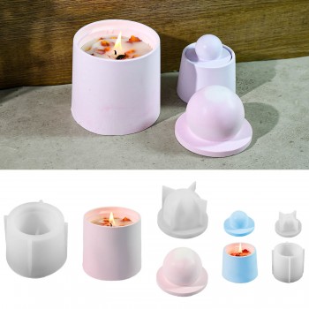 Silikon Kalıp Epoksi Taş Tozu Beton Alçı Silindir Saklama Ve Mum Kapaklı Kavanoz Kalıbı