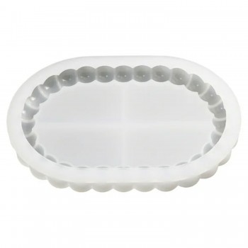 Silikon Kalıp Epoksi Taş Tozu Beton Oval Mini Misketli Bubble Tepsi Kalıbı 17.2X12 CM