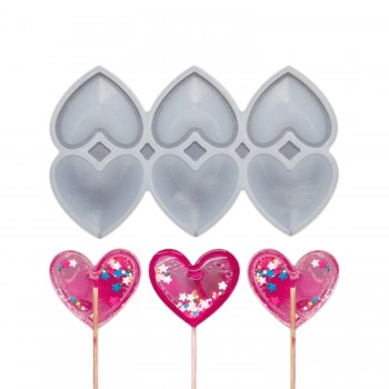 Silikon Kalıp Kalp Model Bombeli ve Düz Şeker Lolipop Kalıbı 6 Lı