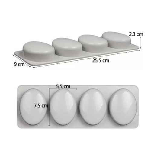 Silikon Kalıp Oval Sabun Taş Tozu Ve Kek Çikolata Kalıbı 4 Lü