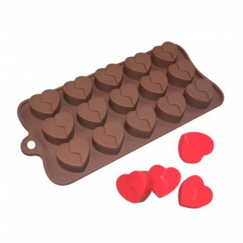 Silikon Kek Kalıp Çikolata Kırık Kalp Kalıbı Şeker Hamuru ve Taş Tozu Silikon Kalıbı 15 Li