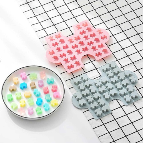 Silikon Kek Kalıp Çikolata Puzzle Şekilli Minik Puzzele Kalıbı Şeker Hamuru Jelibon Kalıbı