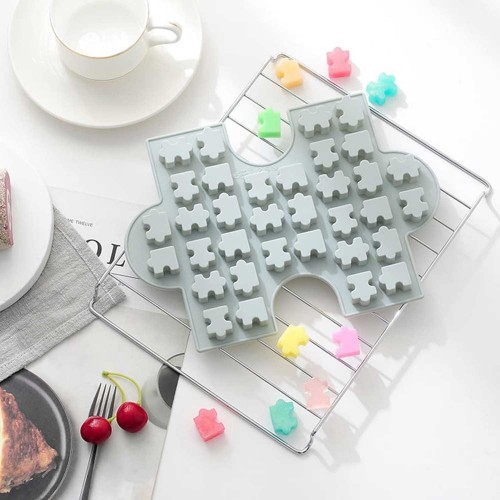 Silikon Kek Kalıp Çikolata Puzzle Şekilli Minik Puzzele Kalıbı Şeker Hamuru Jelibon Kalıbı