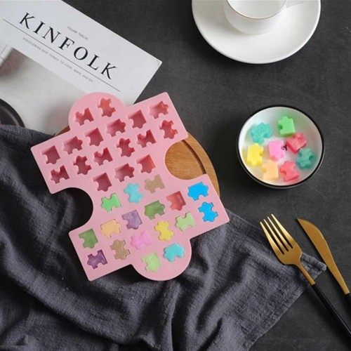 Silikon Kek Kalıp Çikolata Puzzle Şekilli Minik Puzzele Kalıbı Şeker Hamuru Jelibon Kalıbı
