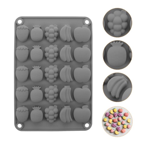 Silikon Meyve Figürleri - Çilek, Ananas, Üzüm, Muz, Elma Haribo Çikolata Ve Jelibon Kalıbı