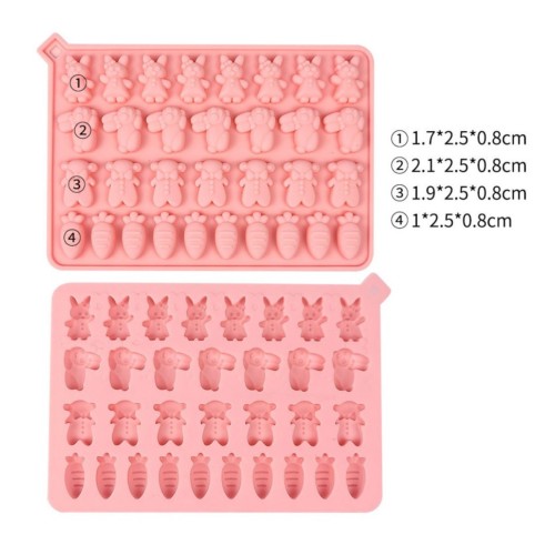 Silikon Tavşan Hayvan Havuç Figürleri Haribo Çikolata Ve Jelibon Kalıbı