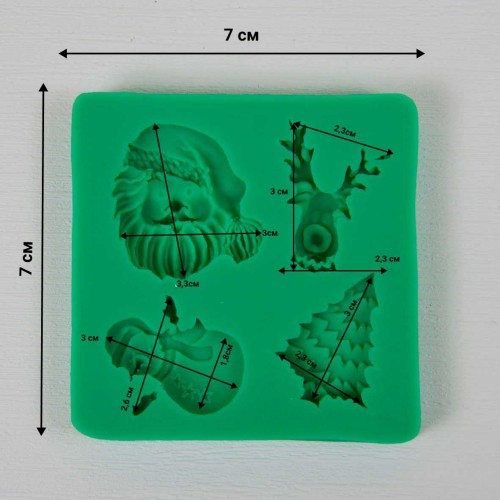 Silikon Yılbaşı Temalı - Kardan Adam, Geyik, Noel Baba, Çam Ağacı Şeker Hamuru Kalıbı