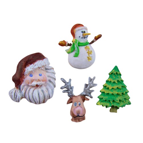 Silikon Yılbaşı Temalı - Kardan Adam, Geyik, Noel Baba, Çam Ağacı Şeker Hamuru Kalıbı