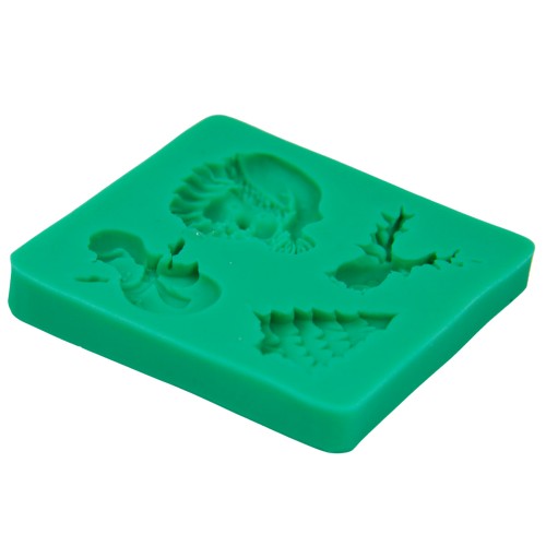 Silikon Yılbaşı Temalı - Kardan Adam, Geyik, Noel Baba, Çam Ağacı Şeker Hamuru Kalıbı