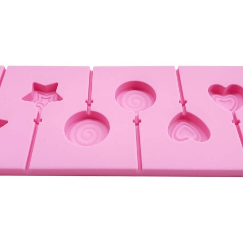 Silikon Yıldız Kalp ve Daire Şeklinde Şeker Lolipop Kalıbı 6 Lı