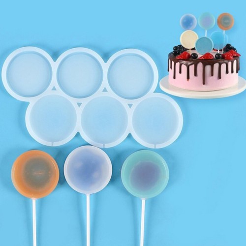 Silikon Yuvarlak Model Bombeli ve Düz Şeker Lolipop Kalıbı 6 Lı