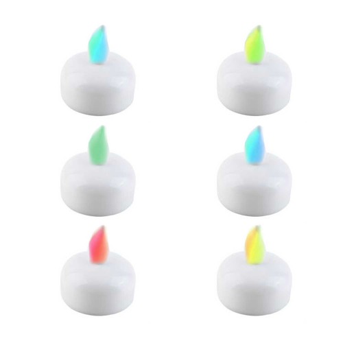 Tealight Mum Led Işıklı Pilli Suda Yüzen Karışık Renk  - 6 Adet