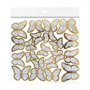 Varaklı Kelebek Dekoratif Süs - 63 Adet  Beyaz