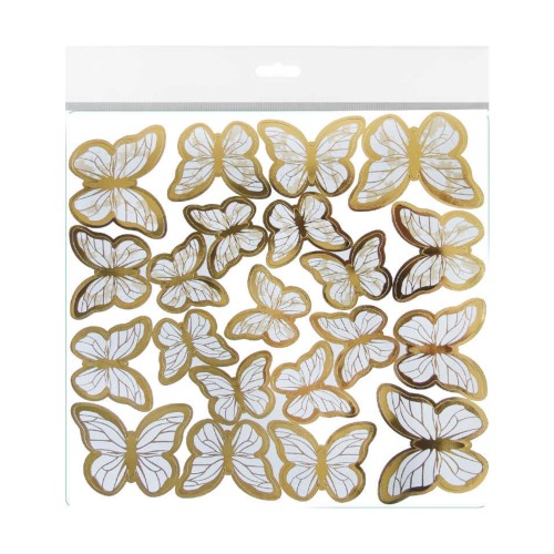 Varaklı Kelebek Dekoratif Süs - 63 Adet  Beyaz