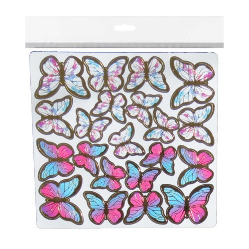 Varaklı Kelebek Dekoratif Süs - 63 Adet  Karışık Renk