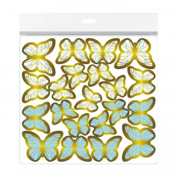 Varaklı Kelebek Dekoratif Süs - 63 Adet  Mavi