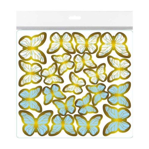 Varaklı Kelebek Dekoratif Süs - 63 Adet  Mavi
