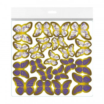 Varaklı Kelebek Dekoratif Süs - 63 Adet  Mor