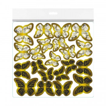 Varaklı Kelebek Dekoratif Süs - 63 Adet  Siyah