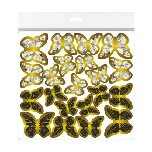 Varaklı Kelebek Dekoratif Süs - 63 Adet  Siyah