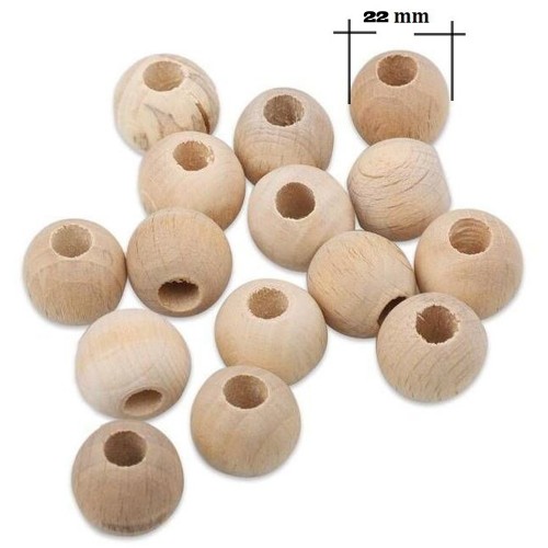 Ahşap Ham Natural Boncuk 22 MM 100 GR