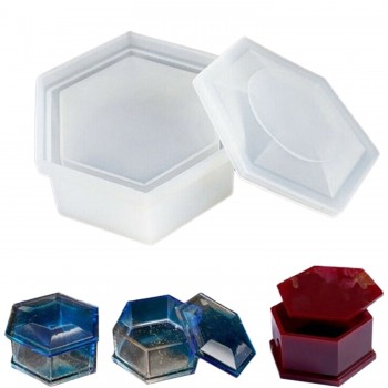 Silikon Reçine Altıgen Mücevher Saklama Kutusu Kalıp  8 CM