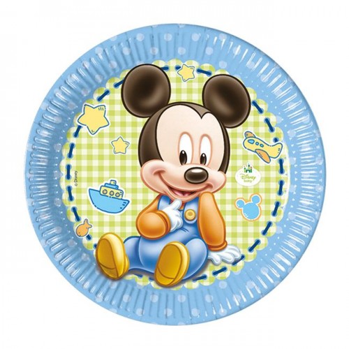 Mickey Mouse Disney Temalıbaby Temalı Karton Tabak 23 Cm - 8 Adet