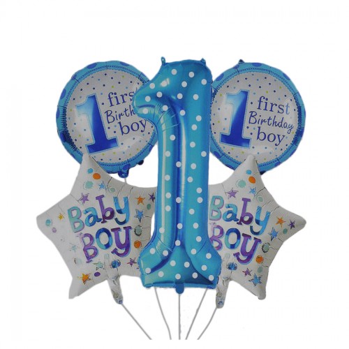 1 Yaş Baby Boy Folyo Balon Yıldızlı Set  Mavi