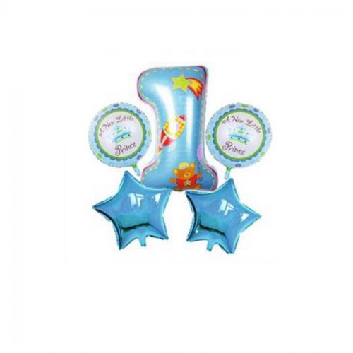 1 Yaş Prince Folyo Balon Yıldızlı Set  Mavi