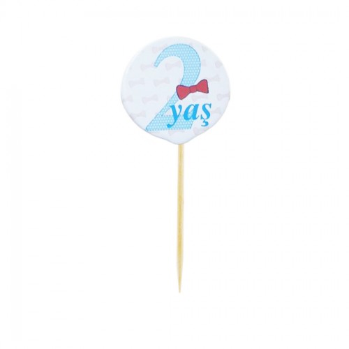 2 Yaş Papyonlu Ve Ya Kalpli  Kürdanlı Sticker - 20 Adet  Mavi