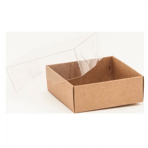 Asetat Kapaklı Karton Kutu 12X12X3 - 50 Adet  Kraft