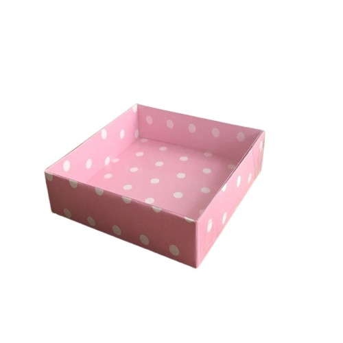 Asetat Kapaklı Karton Kutu  10X10X3 CM - 50 Adet  Puantiyeli Pembe