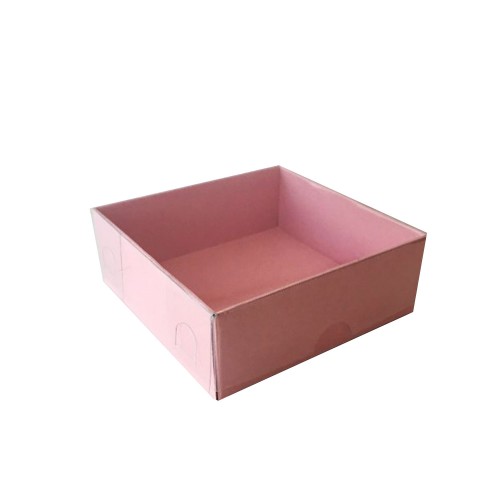 Asetat Kapaklı Karton Kutu 12X12X3 - 50 Adet  Pembe