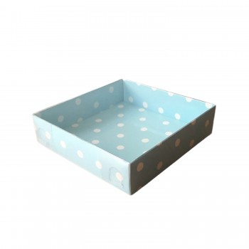 Asetat Kapaklı Karton Kutu 12X12X3 - 50 Adet Puantiyeli Mavi Asetat Kapaklı Karton Kutu 12X12X3 - 50 Adet Puantiyeli Mavi