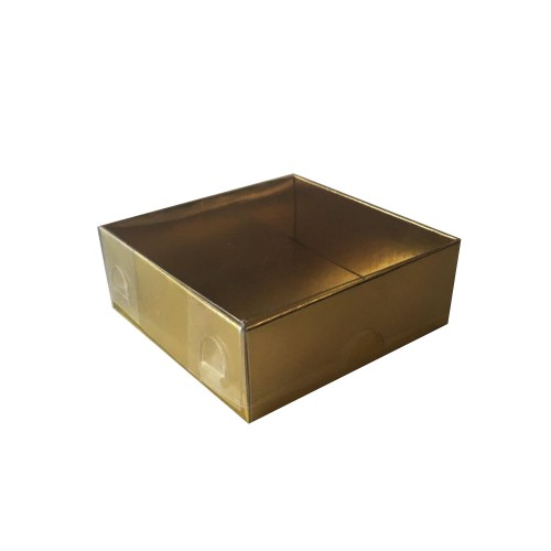 Asetat Kapaklı Karton Kutu Düz Renk 8X8X3 - 50 Adet  Gold