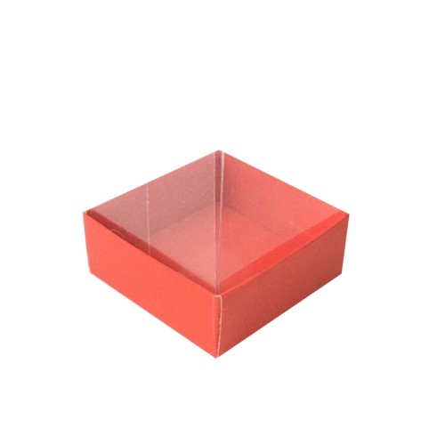 Asetat Kutu Altı Karton 7X7X2.2 CM - 50 Adet  Kırmızı