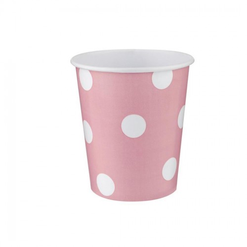 Karton Bardak Puantiyeli Pembe - 8 Adet