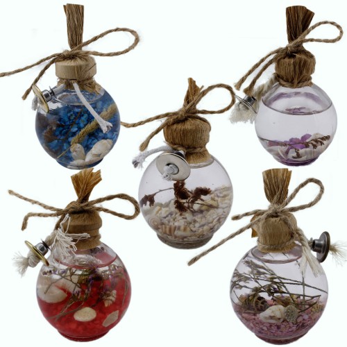 Cam Balon Kandil Şişesi Naturel Çiçek Süslü 40 CC - 10 Adet  Karışık Renk