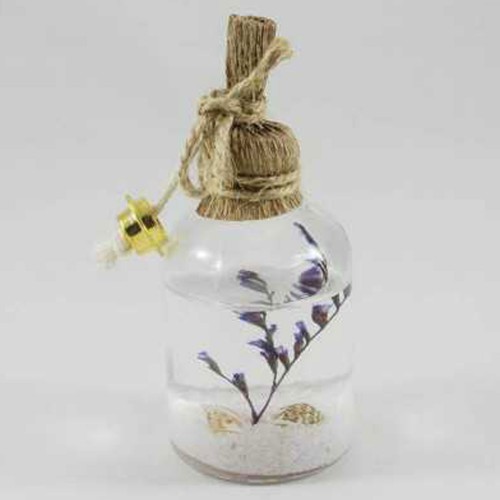 Cam Kandil Şişesi Naturel Çiçek Süslü 50 CC - 10 Adet  Natural