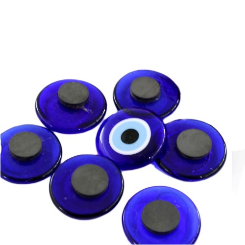 Magnetli Cam Nazar Boncuğu 3 Cm Deliksiz - 10 Adet Magnetli Cam Nazar Boncuğu 3 Cm Deliksiz - 10 Adet